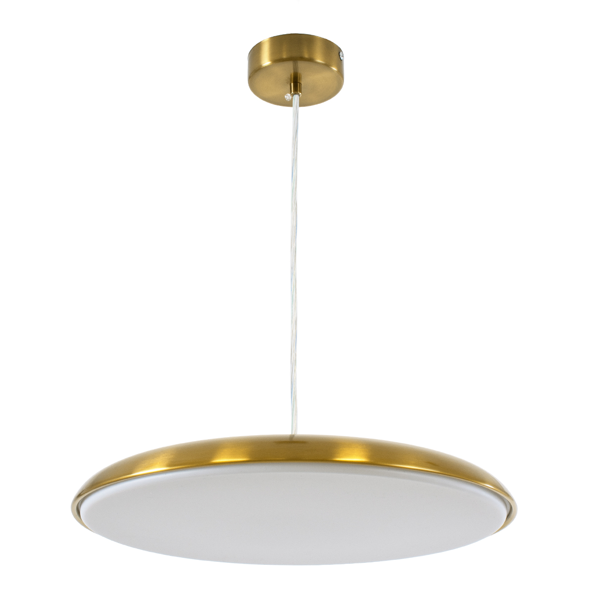 GloboStar® BARON 60887 Κρεμαστή Πλαφονιέρα Οροφής LED CCT 24W 2880lm 120° AC 220-240V - Εναλλαγή Φωτισμού μέσω Διακόπτη On/Off All In One Ψυχρό 6000k+Φυσικό 4500k+Θερμό 2700k Φ40 x Υ10cm - Χρυσό Πλατίνα - 3 Years Warranty
