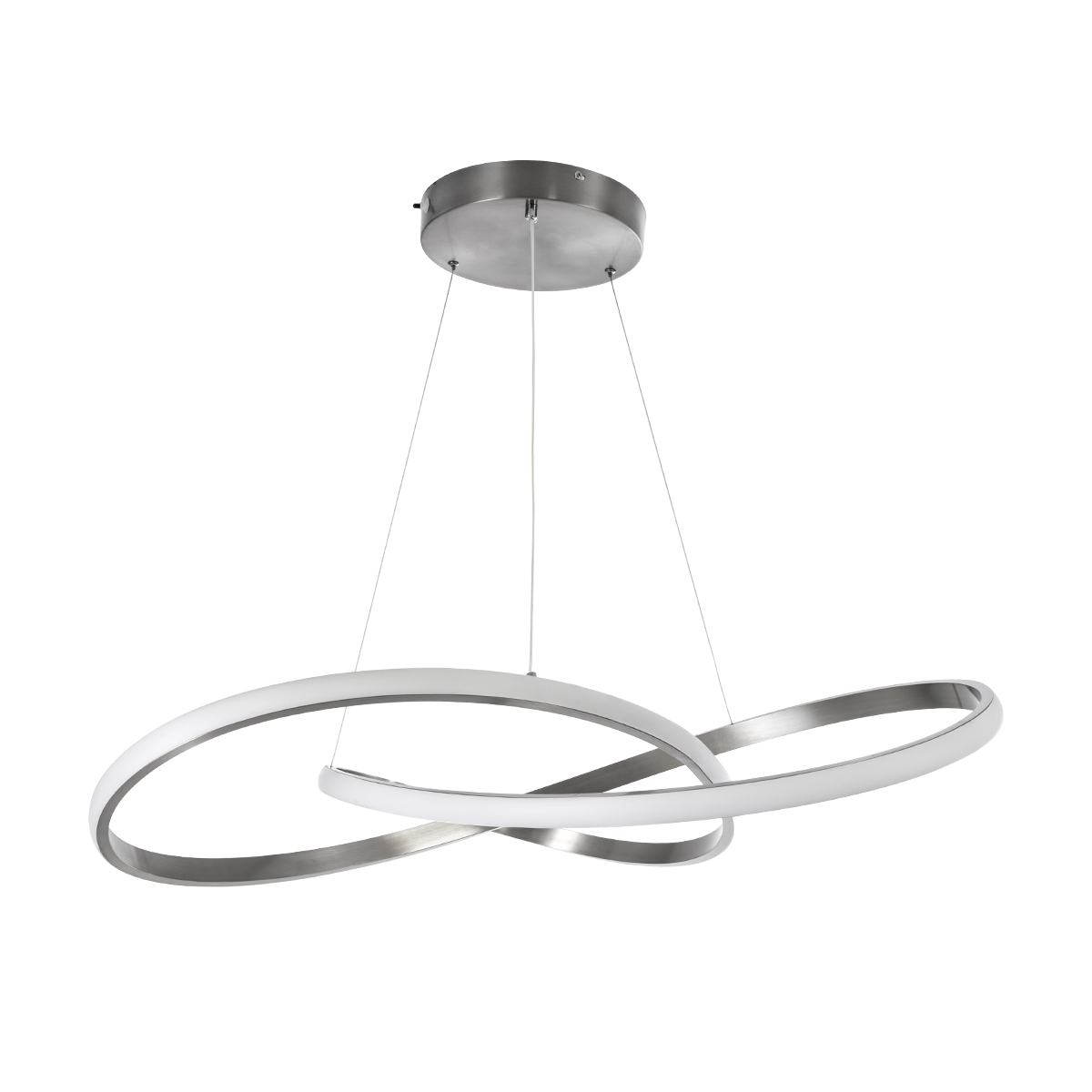 GloboStar® DEXTER 60915 Κρεμαστό Φωτιστικό Οροφής Design LED CCT 90W 10080lm 300° AC 220-240V - Εναλλαγή Φωτισμού μέσω Τηλεχειριστηρίου All In One Ψυχρό 6000k+Φυσικό 4500k+Θερμό 2700k Dimmable Φ73cm - Νίκελ Ασημί Βούρτσας - 3 Years Warranty