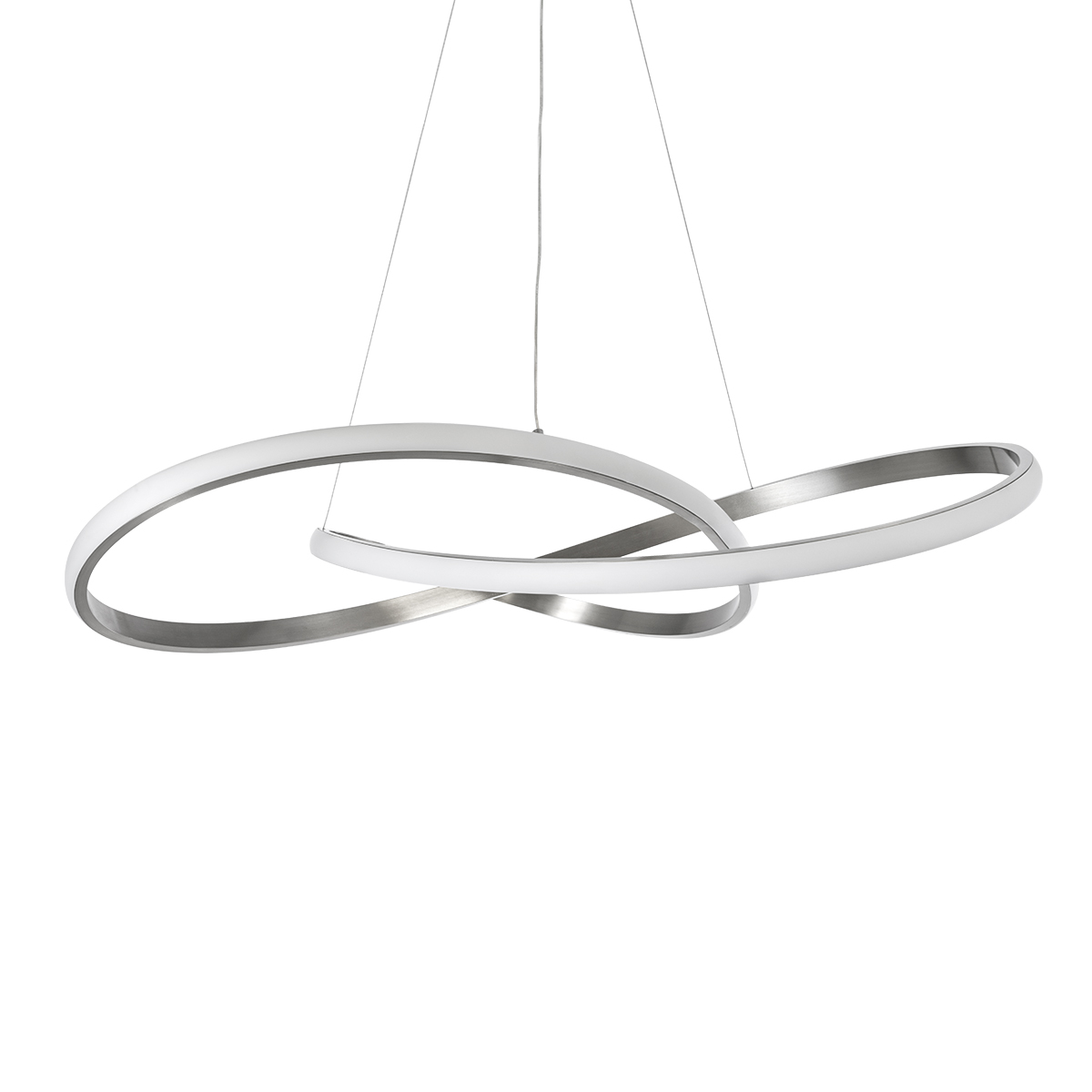GloboStar® DEXTER 60915 Κρεμαστό Φωτιστικό Οροφής Design LED CCT 90W 10080lm 300° AC 220-240V - Εναλλαγή Φωτισμού μέσω Τηλεχειριστηρίου All In One Ψυχρό 6000k+Φυσικό 4500k+Θερμό 2700k Dimmable Φ73cm - Νίκελ Ασημί Βούρτσας - 3 Years Warranty