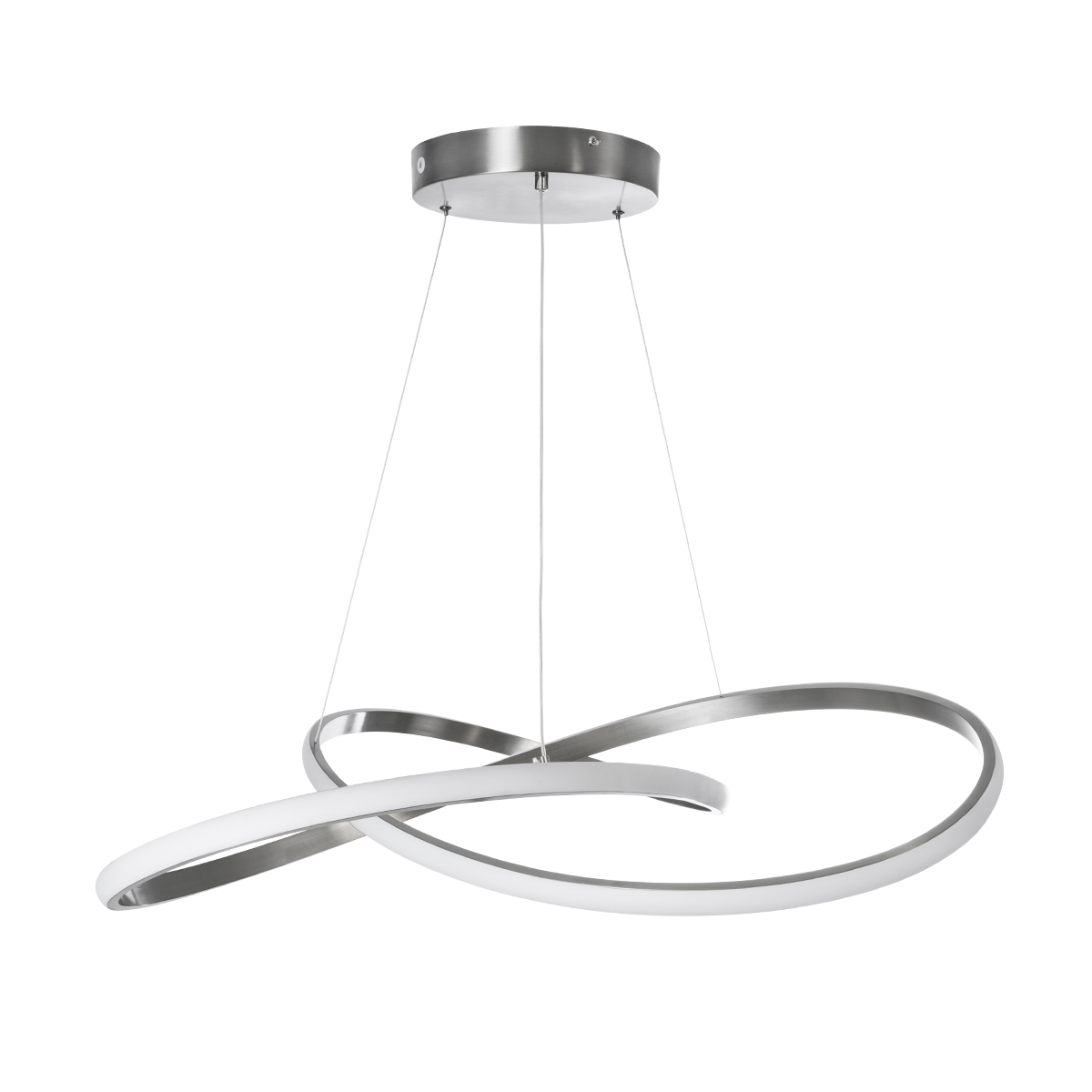GloboStar® DEXTER 60915 Κρεμαστό Φωτιστικό Οροφής Design LED CCT 90W 10080lm 300° AC 220-240V - Εναλλαγή Φωτισμού μέσω Τηλεχειριστηρίου All In One Ψυχρό 6000k+Φυσικό 4500k+Θερμό 2700k Dimmable Φ73cm - Νίκελ Ασημί Βούρτσας - 3 Years Warranty