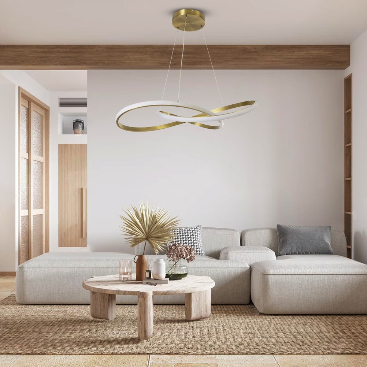 GloboStar® DEXTER 60916 Κρεμαστό Φωτιστικό Οροφής Design LED CCT 90W 10080lm 300° AC 220-240V - Εναλλαγή Φωτισμού μέσω Τηλεχειριστηρίου All In One Ψυχρό 6000k+Φυσικό 4500k+Θερμό 2700k Dimmable Φ73cm - Χρυσό Βούρτσας - 3 Years Warranty