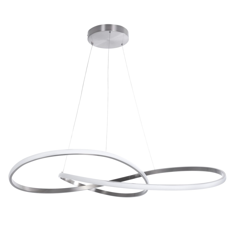 GloboStar® DEXTER 60919 Κρεμαστό Φωτιστικό Οροφής Design LED CCT 120W 13440lm 300° AC 220-240V - Εναλλαγή Φωτισμού μέσω Τηλεχειριστηρίου All In One Ψυχρό 6000k+Φυσικό 4500k+Θερμό 2700k Dimmable Φ103cm - Νίκελ Βούρτσας - 3 Years Warranty