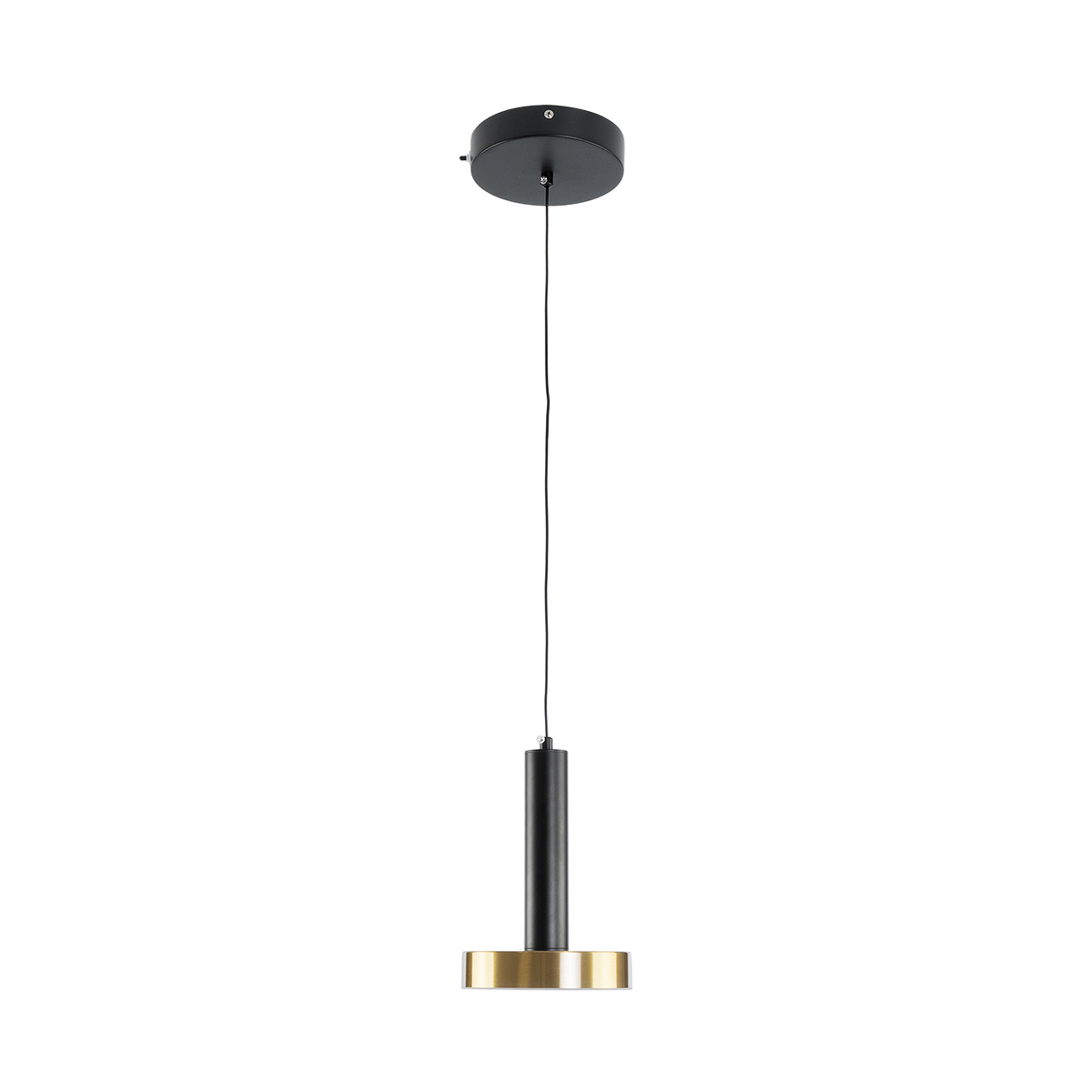 GLOBOSTAR® ZANE 60933 Κρεμαστό Φωτιστικό Design LED CCT 18W 2016lm 120° AC 220-240V IP20 - Εναλλαγή Φωτισμού μέσω Τηλεχειριστηρίου All In One Ψυχρό 6000k+Φυσικό 4500k+Θερμό 2700k Dimmable - Φ15 x Υ20cm - Μαύρο & Χρυσό - 3 Χρόνια Εγγύηση