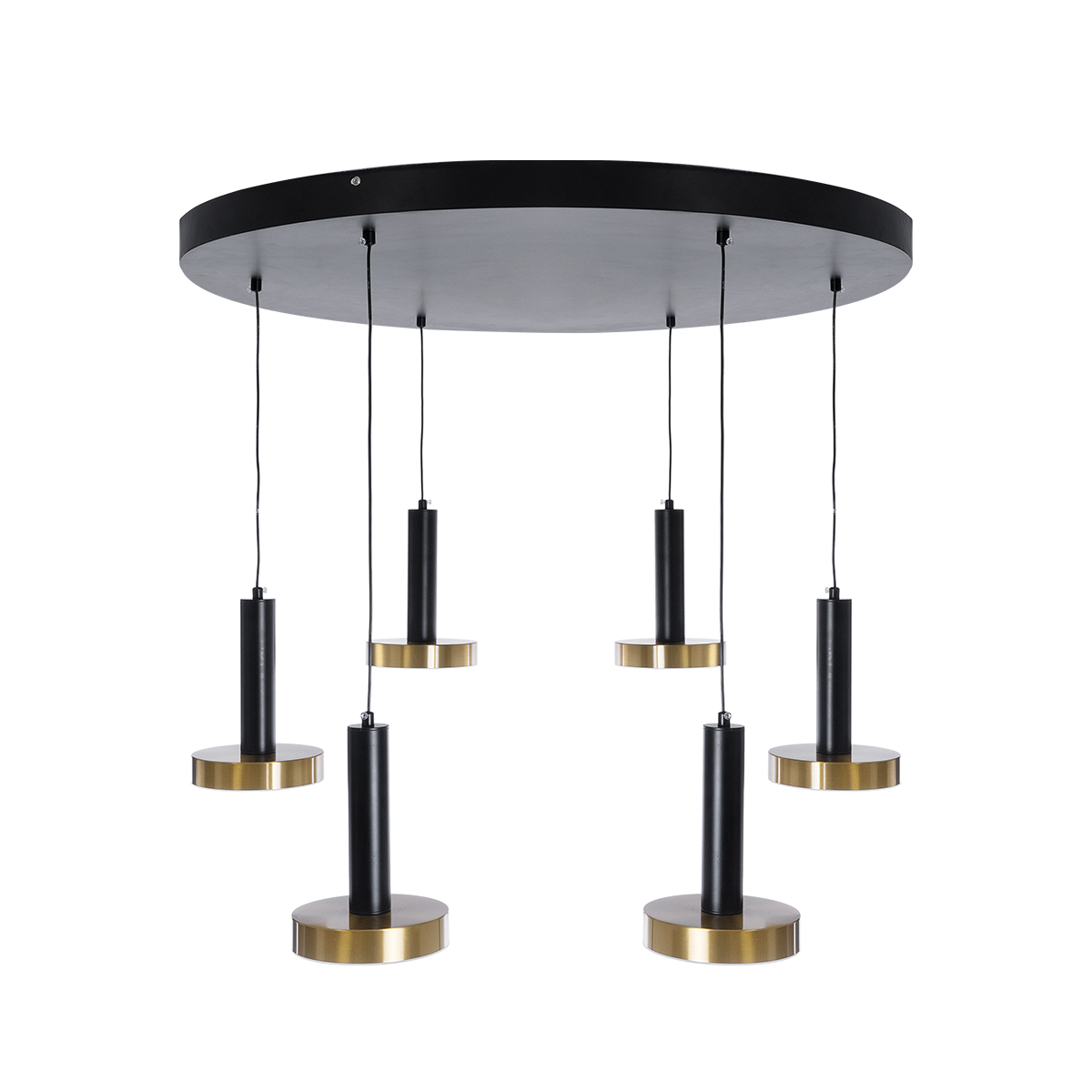GLOBOSTAR® ZANE 60935 Κρεμαστό Φωτιστικό Design LED CCT 100W 11200lm 120° AC 220-240V IP20 - Εναλλαγή Φωτισμού μέσω Τηλεχειριστηρίου All In One Ψυχρό 6000k+Φυσικό 4500k+Θερμό 2700k Dimmable - Φ80 x Υ20cm - Μαύρο & Χρυσό - 3 Χρόνια Εγγύηση