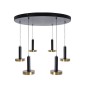 GLOBOSTAR® ZANE 60935 Κρεμαστό Φωτιστικό Design LED CCT 100W 11200lm 120° AC 220-240V IP20 - Εναλλαγή Φωτισμού μέσω Τηλεχειριστηρίου All In One Ψυχρό 6000k+Φυσικό 4500k+Θερμό 2700k Dimmable - Φ80 x Υ20cm - Μαύρο & Χρυσό - 3 Χρόνια Εγγύηση