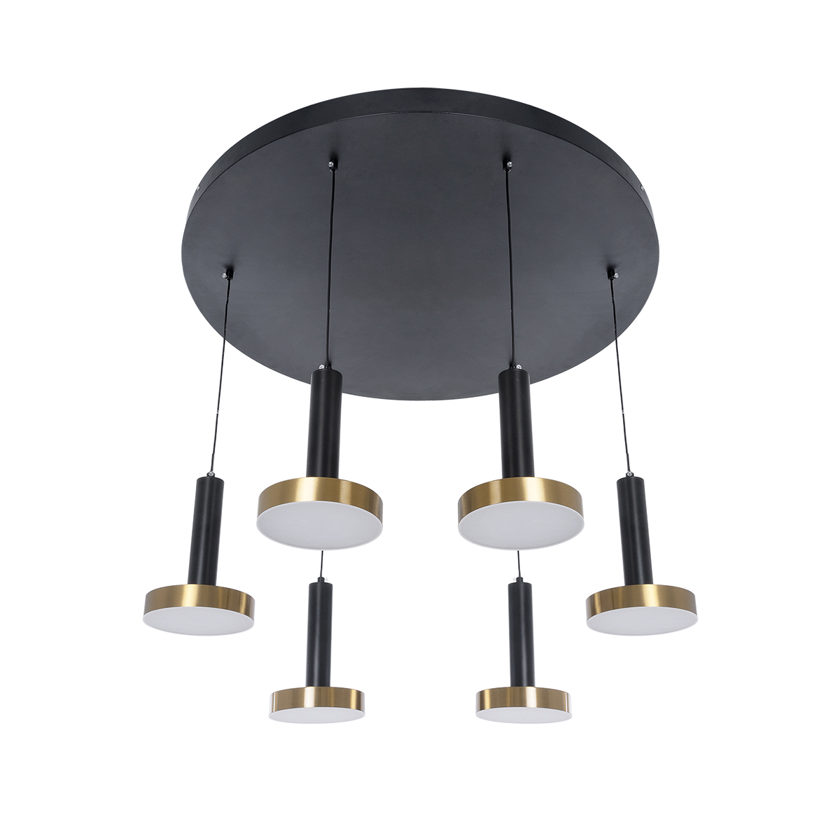 GLOBOSTAR® ZANE 60935 Κρεμαστό Φωτιστικό Design LED CCT 100W 11200lm 120° AC 220-240V IP20 - Εναλλαγή Φωτισμού μέσω Τηλεχειριστηρίου All In One Ψυχρό 6000k+Φυσικό 4500k+Θερμό 2700k Dimmable - Φ80 x Υ20cm - Μαύρο & Χρυσό - 3 Χρόνια Εγγύηση