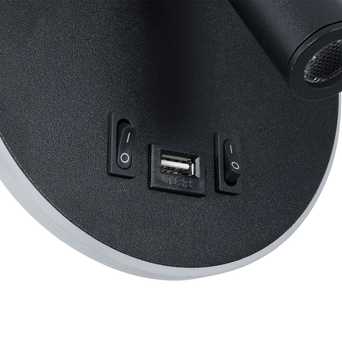 GloboStar® LADY-R 60938 Μοντέρνο Φωτιστικό Τοίχου - Απλίκα Ξενοδοχείου Bed Side LED 6W 600lm 36° & 360° AC 220-240V - Reading Light & Κρυφός Φωτισμός - Φορτιστής USB 3A - Φ15 x Υ7cm - Φυσικό Λευκό 4500K - Μαύρο - 3 Χρόνια Εγγύηση