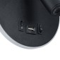 GloboStar® LADY-R 60938 Μοντέρνο Φωτιστικό Τοίχου - Απλίκα Ξενοδοχείου Bed Side LED 6W 600lm 36° & 360° AC 220-240V - Reading Light & Κρυφός Φωτισμός - Φορτιστής USB 3A - Φ15 x Υ7cm - Φυσικό Λευκό 4500K - Μαύρο - 3 Χρόνια Εγγύηση