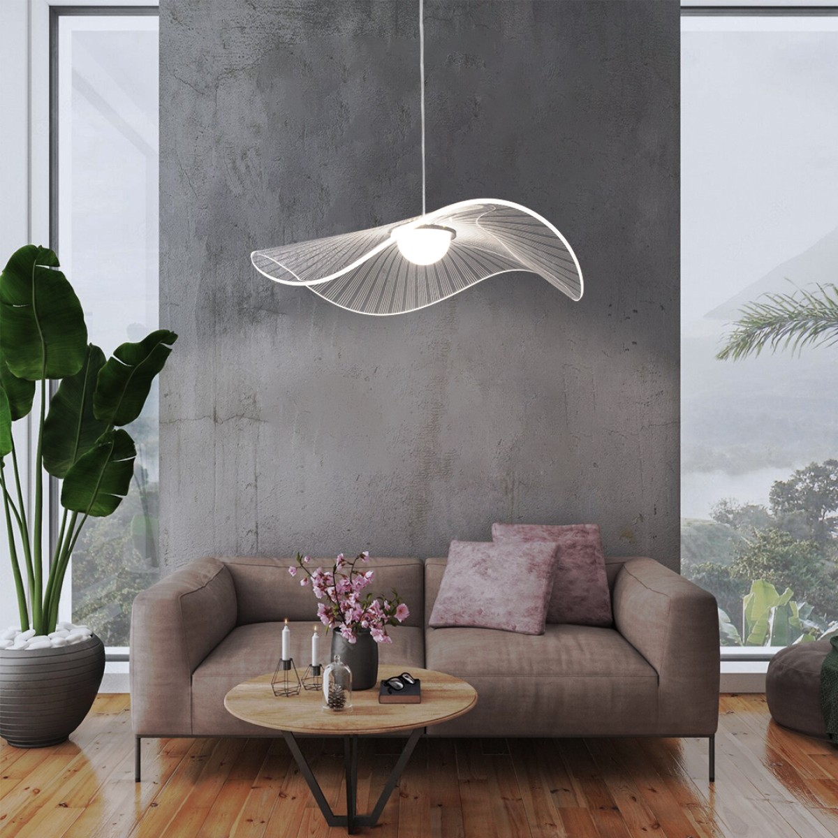 GloboStar® ACRYLICA 60975 Κρεμαστό Φωτιστικό Οροφής Design LED CCT 20W 2240lm 360° AC 220-240V - Εναλλαγή Φωτισμού μέσω Διακόπτη On/Off All In One Ψυχρό 6000k+Φυσικό 4500k+Θερμό 2700k Φ60cm - Μαύρο με Διάφανο Laser Designed Plexiglass - 3 Years Warranty