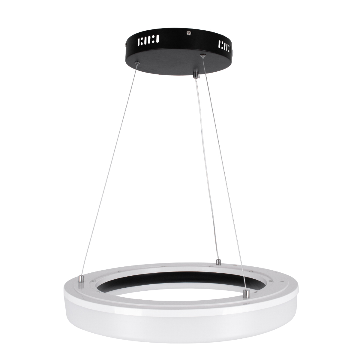 GloboStar® ARIANA 61037 Κρεμαστή Πλαφονιέρα Οροφής Κύκλος LED CCT 55W 6376lm 120° AC 220-240V - Εναλλαγή Φωτισμού μέσω Τηλεχειριστηρίου All In One Ψυχρό Λευκό 6000k+Φυσικό Λευκό 4500k+Θερμό Λευκό 2700k Dimmable Φ48cm - Μαύρο - 3 Years Warranty