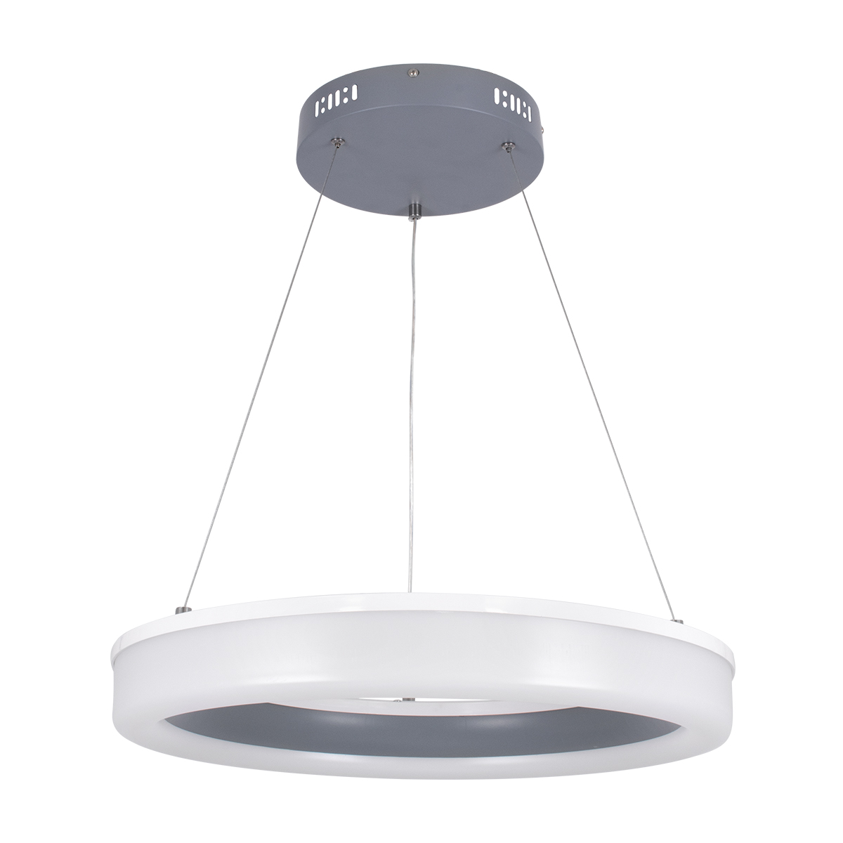 GloboStar® ARIANA 61039 Κρεμαστή Πλαφονιέρα Οροφής Κύκλος LED CCT 55W 6376lm 120° AC 220-240V - Εναλλαγή Φωτισμού μέσω Τηλεχειριστηρίου All In One Ψυχρό Λευκό 6000k+Φυσικό Λευκό 4500k+Θερμό Λευκό 2700k Dimmable Φ48cm - Ανθρακί - 3 Years Warrant
