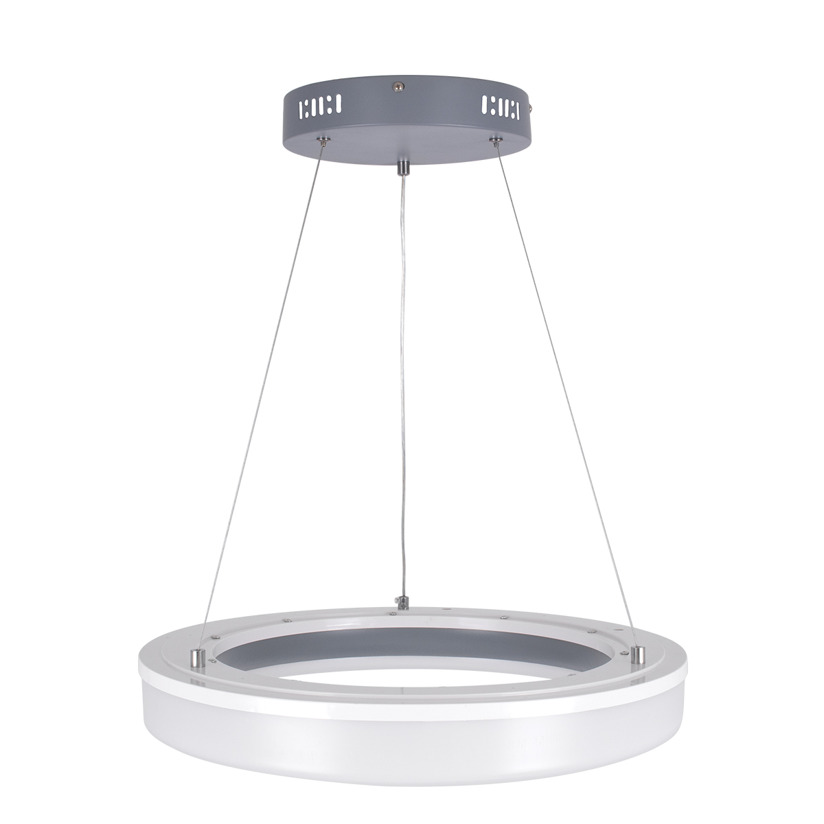GloboStar® ARIANA 61039 Κρεμαστή Πλαφονιέρα Οροφής Κύκλος LED CCT 55W 6376lm 120° AC 220-240V - Εναλλαγή Φωτισμού μέσω Τηλεχειριστηρίου All In One Ψυχρό Λευκό 6000k+Φυσικό Λευκό 4500k+Θερμό Λευκό 2700k Dimmable Φ48cm - Ανθρακί - 3 Years Warrant