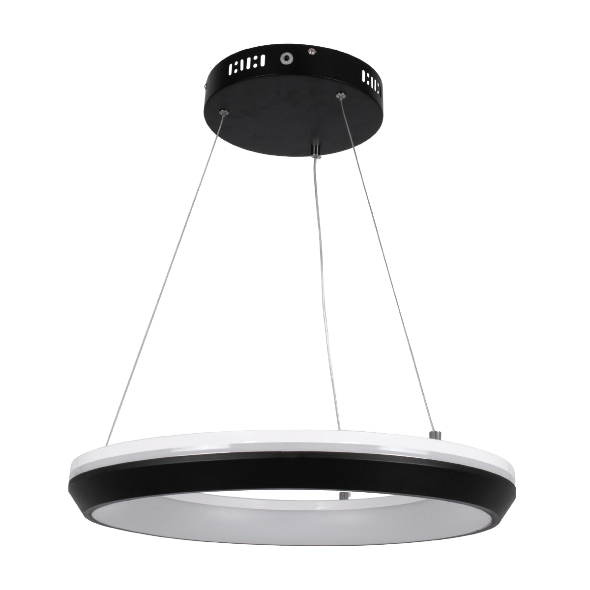 GloboStar® MELINA 61043 Κρεμαστή Πλαφονιέρα Οροφής Κύκλος LED CCT 55W 6376lm 120° AC 220-240V - Εναλλαγή Φωτισμού μέσω Τηλεχειριστηρίου All In One Ψυχρό Λευκό 6000k+Φυσικό Λευκό 4500k+Θερμό Λευκό 2700k Dimmable Φ48cm - Μαύρο - 3 Years Warranty