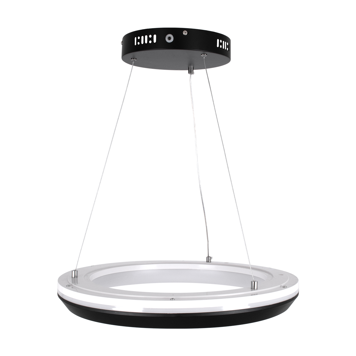 GloboStar® MELINA 61043 Κρεμαστή Πλαφονιέρα Οροφής Κύκλος LED CCT 55W 6376lm 120° AC 220-240V - Εναλλαγή Φωτισμού μέσω Τηλεχειριστηρίου All In One Ψυχρό Λευκό 6000k+Φυσικό Λευκό 4500k+Θερμό Λευκό 2700k Dimmable Φ48cm - Μαύρο - 3 Years Warranty