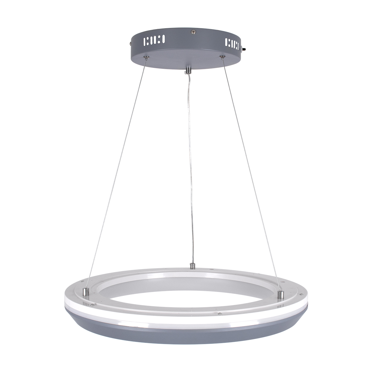GloboStar® MELINA 61045 Κρεμαστή Πλαφονιέρα Οροφής Κύκλος LED CCT 55W 6376lm 120° AC 220-240V - Εναλλαγή Φωτισμού μέσω Τηλεχειριστηρίου All In One Ψυχρό Λευκό 6000k+Φυσικό Λευκό 4500k+Θερμό Λευκό 2700k Dimmable Φ48cm - Ανθρακί - 3 Years Warranty