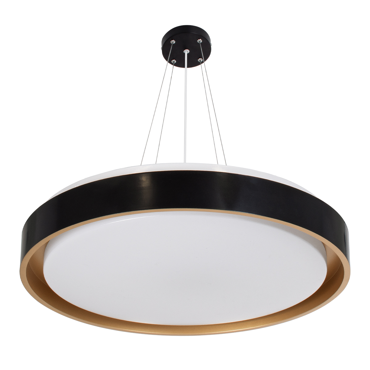 GloboStar® BARCHETTA 61047-S Πλαφονιέρα Οροφής LED CCT 72W 8306lm 120° AC 220-240V - Εναλλαγή Φωτισμού μέσω Τηλεχειριστηρίου All In One Ψυχρό 6000k+Φυσικό 4500k+Θερμό 2700k Dimmable Φ48cm - Μαύρο με Χρυσό - 3 Years Warranty