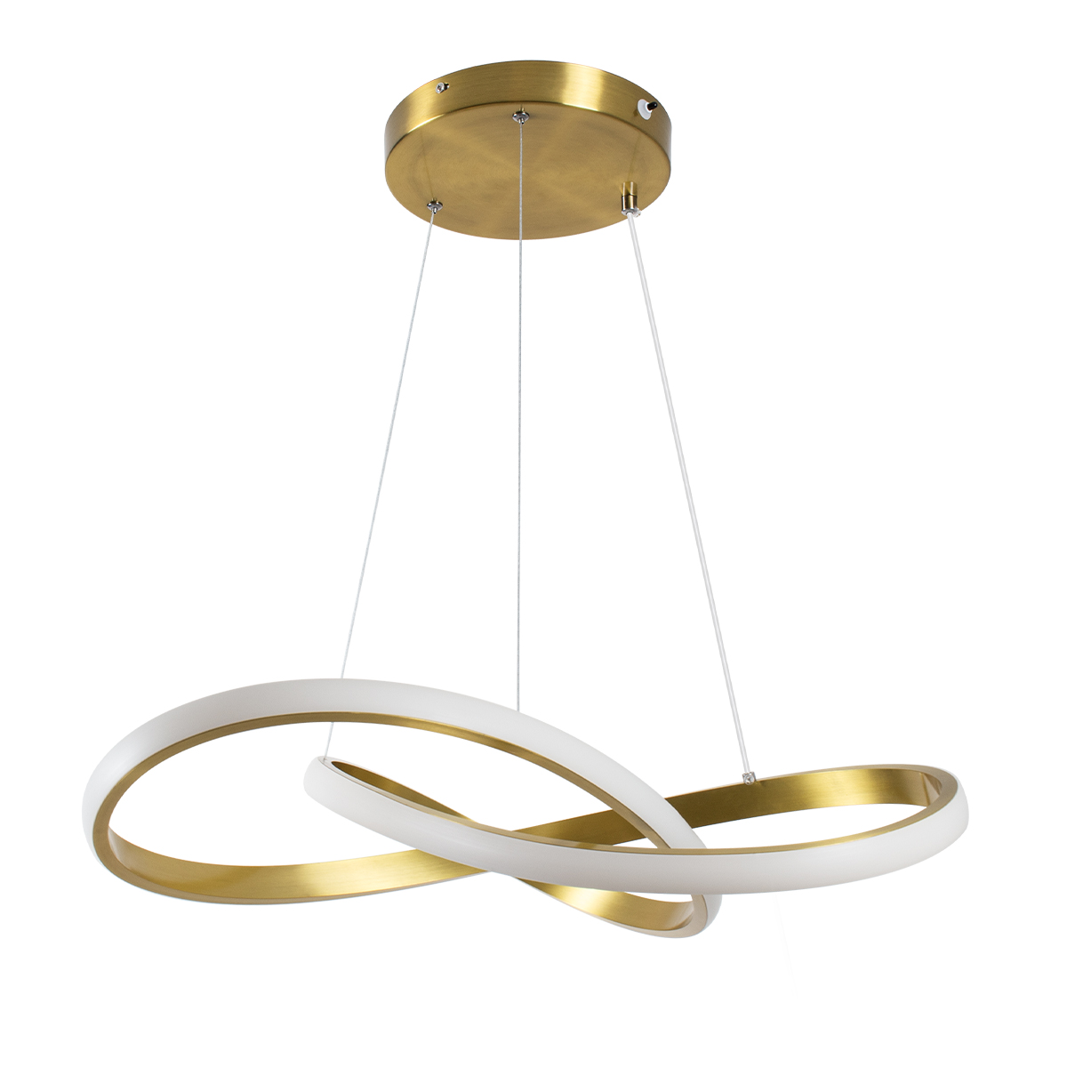 GloboStar® DEXTER 61051 Κρεμαστό Φωτιστικό Οροφής Design LED CCT 72W 8064lm 300° AC 220-240V - Εναλλαγή Φωτισμού μέσω Τηλεχειριστηρίου All In One Ψυχρό 6000k+Φυσικό 4500k+Θερμό 2700k Dimmable Φ56cm - Χρυσό Βούρτσας - 3 Years Warranty