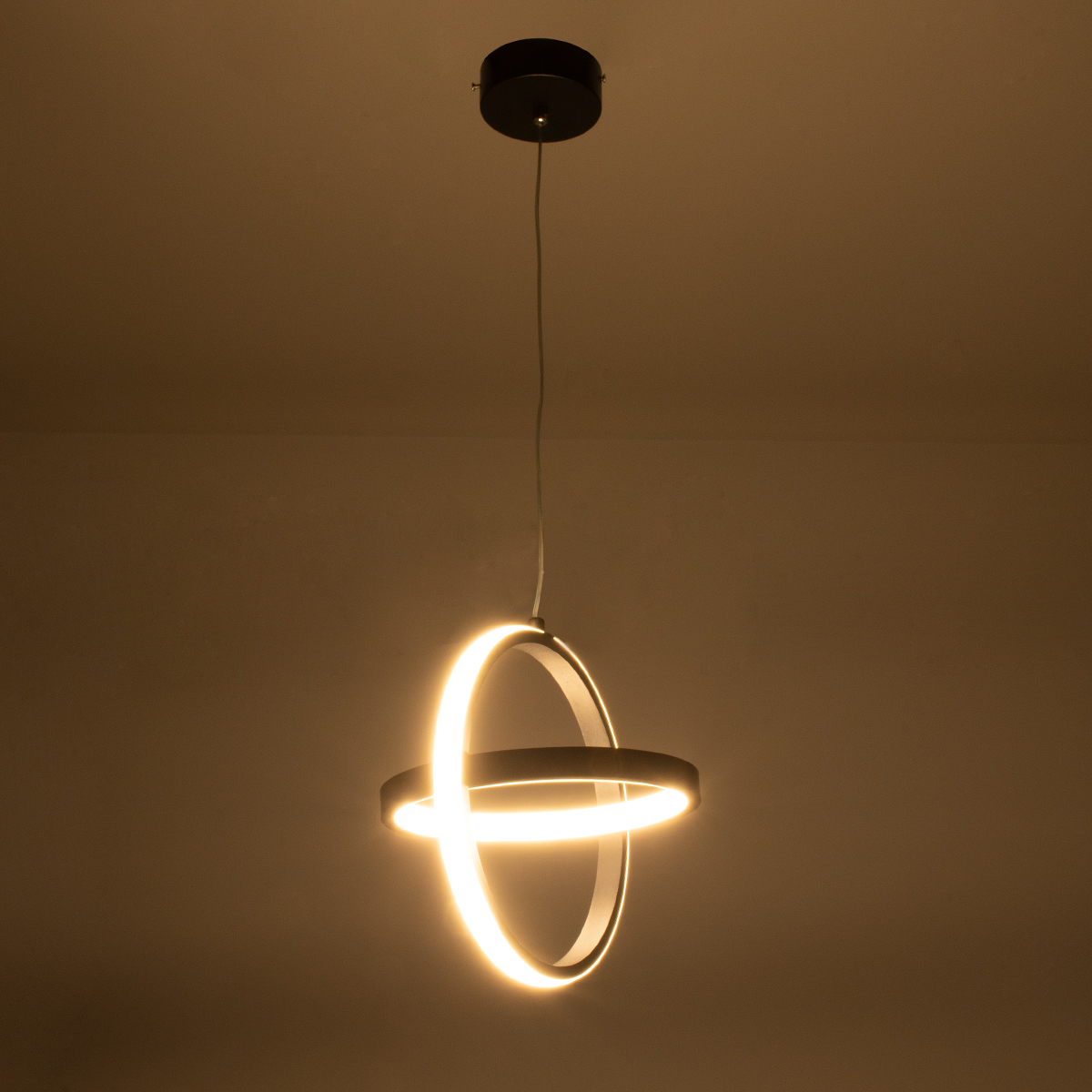 GloboStar® ALICE 61055 Κρεμαστό Φωτιστικό Οροφής Design LED CCT 20W 2400lm 300° AC 220-240V - Εναλλαγή Φωτισμού μέσω Διακόπτη On/Off All In One Ψυχρό 6000k+Φυσικό 4500k+Θερμό 2700k Μ25 x Π22 x Υ25cm - Μαύρο