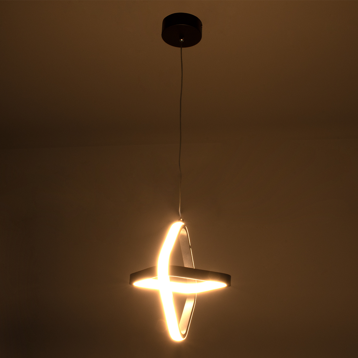 GloboStar® ROSE 61066 Κρεμαστό Φωτιστικό Οροφής Design LED CCT 22W 2640lm 300° AC 220-240V - Εναλλαγή Φωτισμού μέσω Διακόπτη On/Off All In One Ψυχρό 6000k+Φυσικό 4500k+Θερμό 2700k Μ24 x Π22 x Υ24cm - Χρυσό Βούρτσας