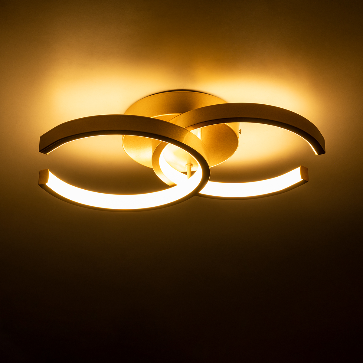 GloboStar® EVA 61069 Φωτιστικό Οροφής Design LED CCT 16W 1920lm 300° AC 220-240V - Εναλλαγή Φωτισμού μέσω Διακόπτη On/Off All In One Ψυχρό 6000k+Φυσικό 4500k+Θερμό 2700k Μ33 x Π21 x Υ7cm - Χρυσό Βούρτσας