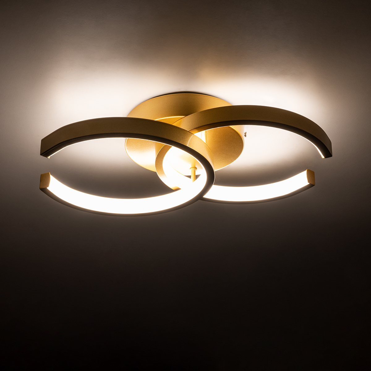 GloboStar® EVA 61069 Φωτιστικό Οροφής Design LED CCT 16W 1920lm 300° AC 220-240V - Εναλλαγή Φωτισμού μέσω Διακόπτη On/Off All In One Ψυχρό 6000k+Φυσικό 4500k+Θερμό 2700k Μ33 x Π21 x Υ7cm - Χρυσό Βούρτσας