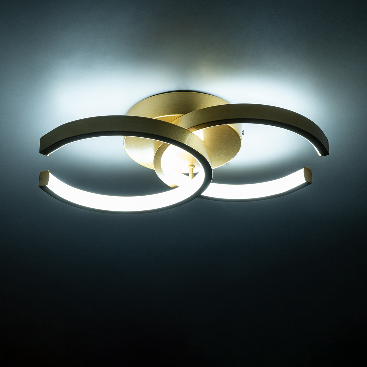 GloboStar® EVA 61069 Φωτιστικό Οροφής Design LED CCT 16W 1920lm 300° AC 220-240V - Εναλλαγή Φωτισμού μέσω Διακόπτη On/Off All In One Ψυχρό 6000k+Φυσικό 4500k+Θερμό 2700k Μ33 x Π21 x Υ7cm - Χρυσό Βούρτσας