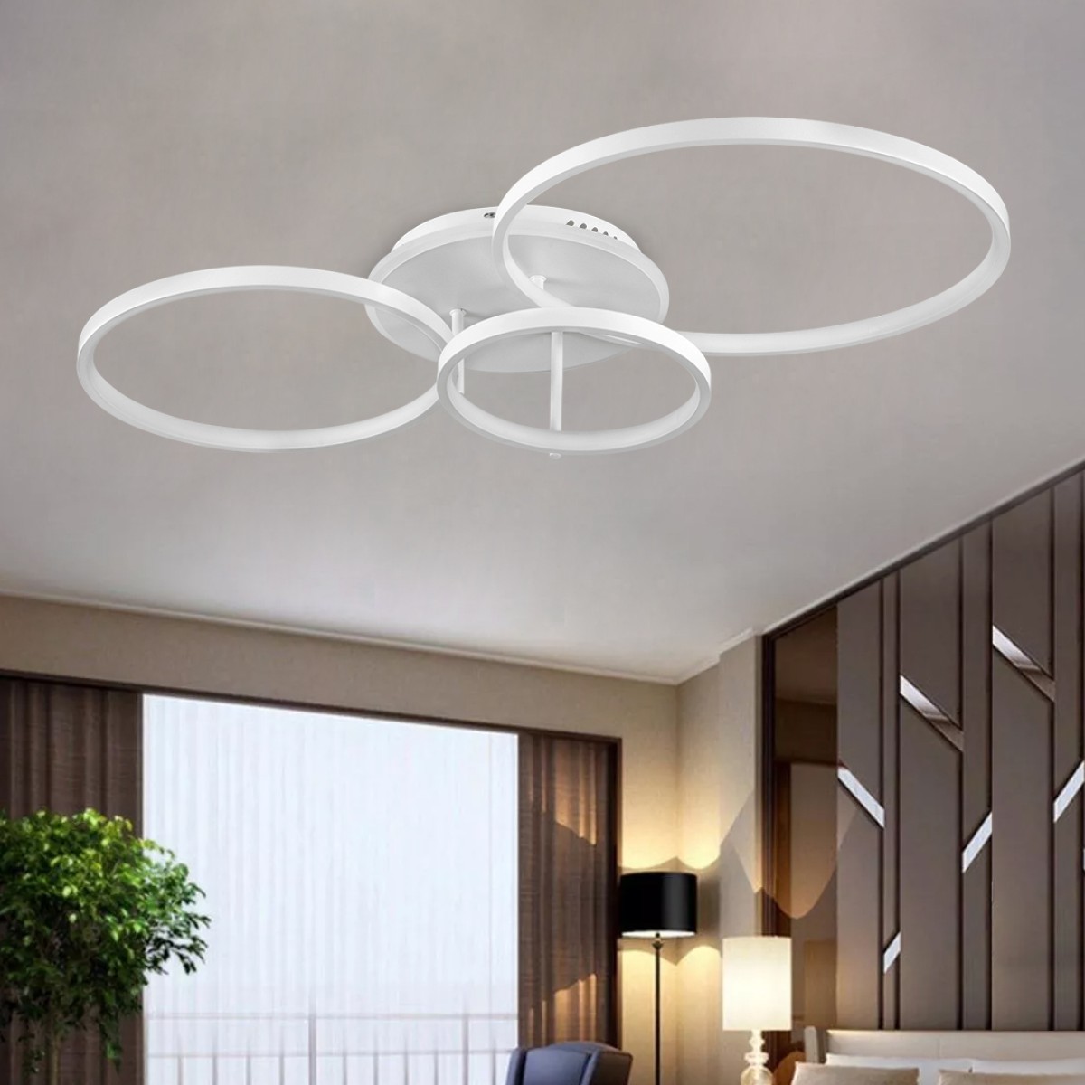 GloboStar® NEMESIS 61109 Φωτιστικό Οροφής Δαχτυλίδι-Κύκλος LED CCT 98W 11858lm 360° AC 220-240V - Εναλλαγή Φωτισμού μέσω Τηλεχειριστηρίου All In One Ψυχρό 6000k+Φυσικό 4500k+Θερμό 2700k Dimmable Φ25+35+45cm+BackLight - Λευκό - 3 Years Warranty