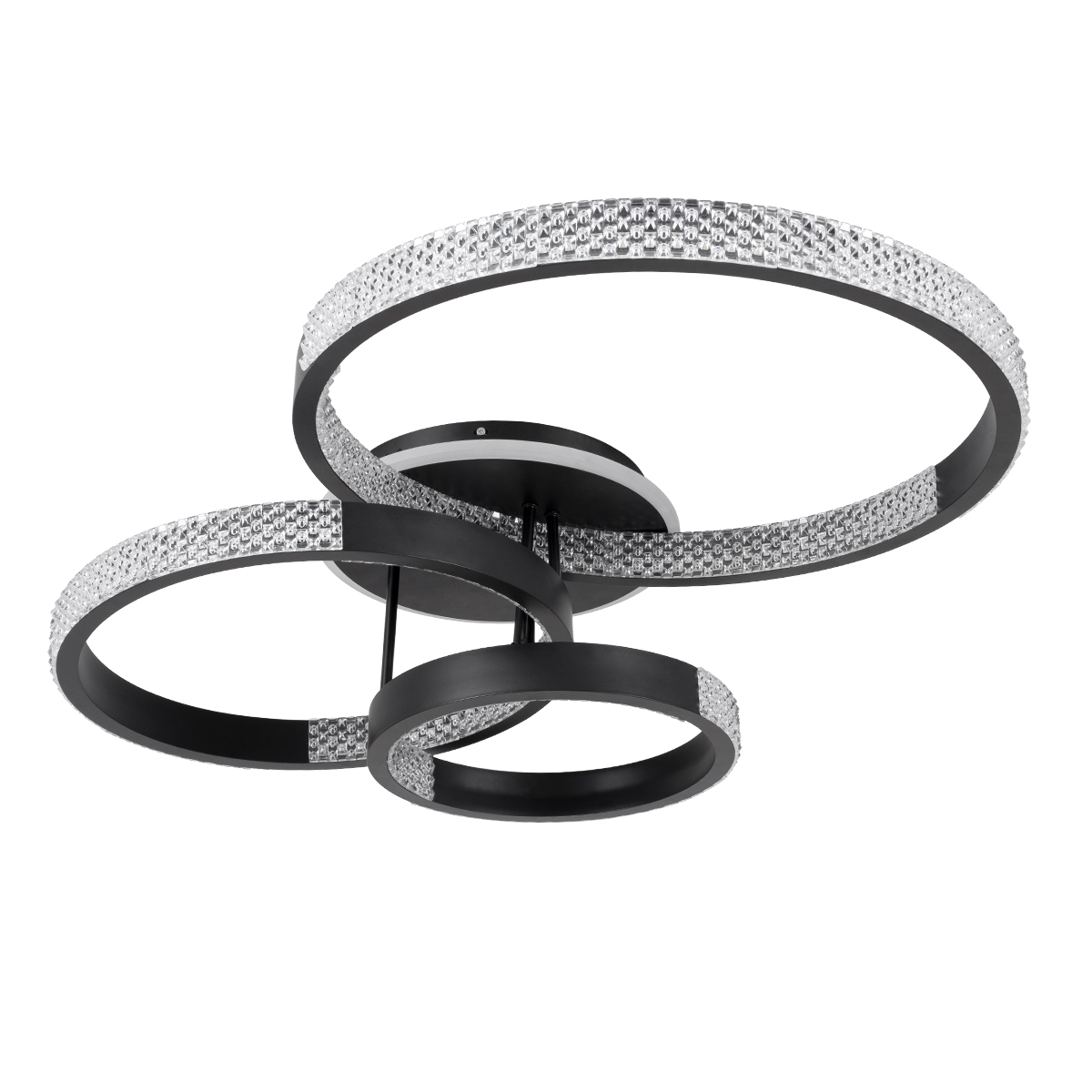 GloboStar® DIAMOND 61114 Φωτιστικό Οροφής Δαχτυλίδι-Κύκλος LED CCT 100W 12123lm 360° AC 220-240V - Εναλλαγή Φωτισμού μέσω Τηλεχειριστηρίου All In One Ψυχρό 6000k+Φυσικό 4500k+Θερμό 2700k Dimmable Φ30+40+50cm+BackLight - Μαύρο - 3 Years Warranty