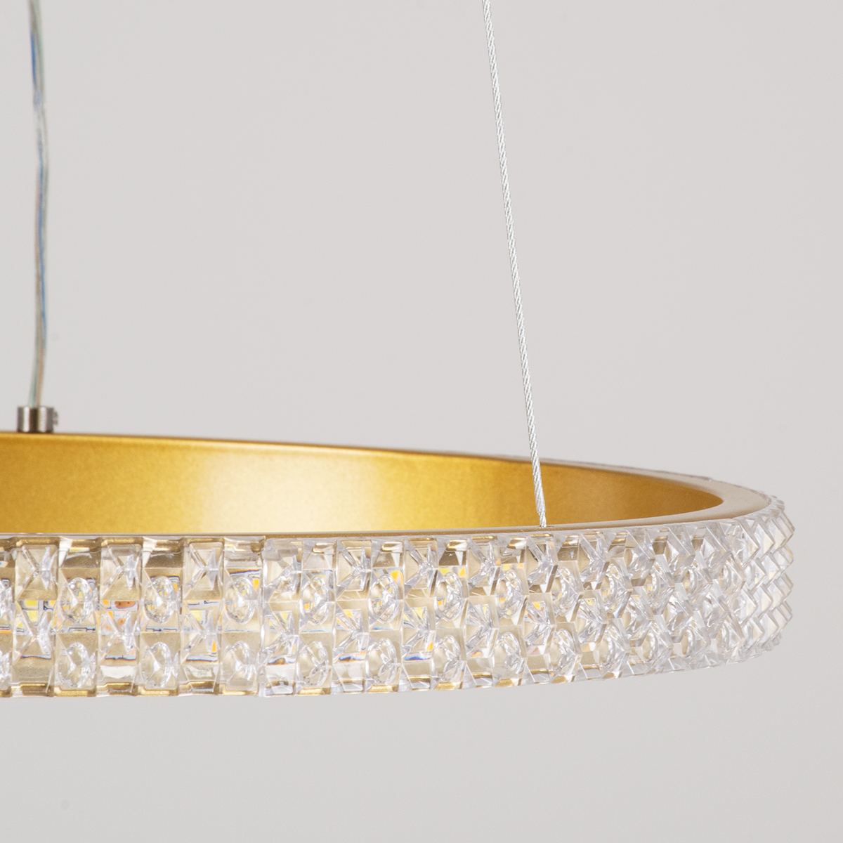 GloboStar® DIAMOND 61129 Κρεμαστό Φωτιστικό Δαχτυλίδι-Κύκλος LED CCT 30W 3513lm 360° AC 220-240V - Εναλλαγή Φωτισμού μέσω Τηλεχειριστηρίου All In One Ψυχρό 6000k+Φυσικό 4500k+Θερμό 2700k Dimmable Φ40cm - Χρυσό Βούρτσας - 3 Years Warranty
