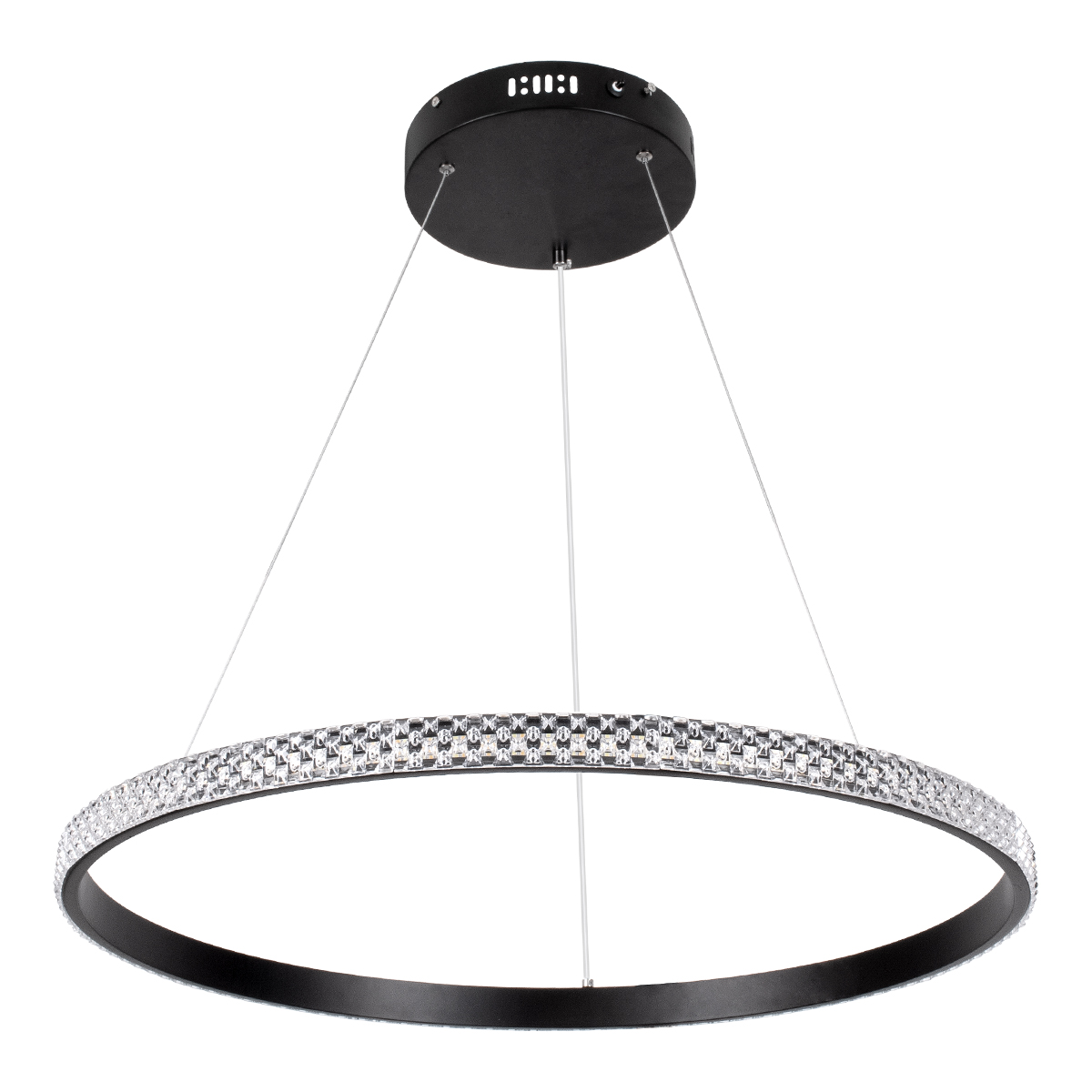 GloboStar® DIAMOND 61130 Κρεμαστό Φωτιστικό Δαχτυλίδι-Κύκλος LED CCT 45W 5230lm 360° AC 220-240V - Εναλλαγή Φωτισμού μέσω Τηλεχειριστηρίου All In One Ψυχρό 6000k+Φυσικό 4500k+Θερμό 2700k Dimmable Φ60cm - Μαύρο - 3 Years Warranty
