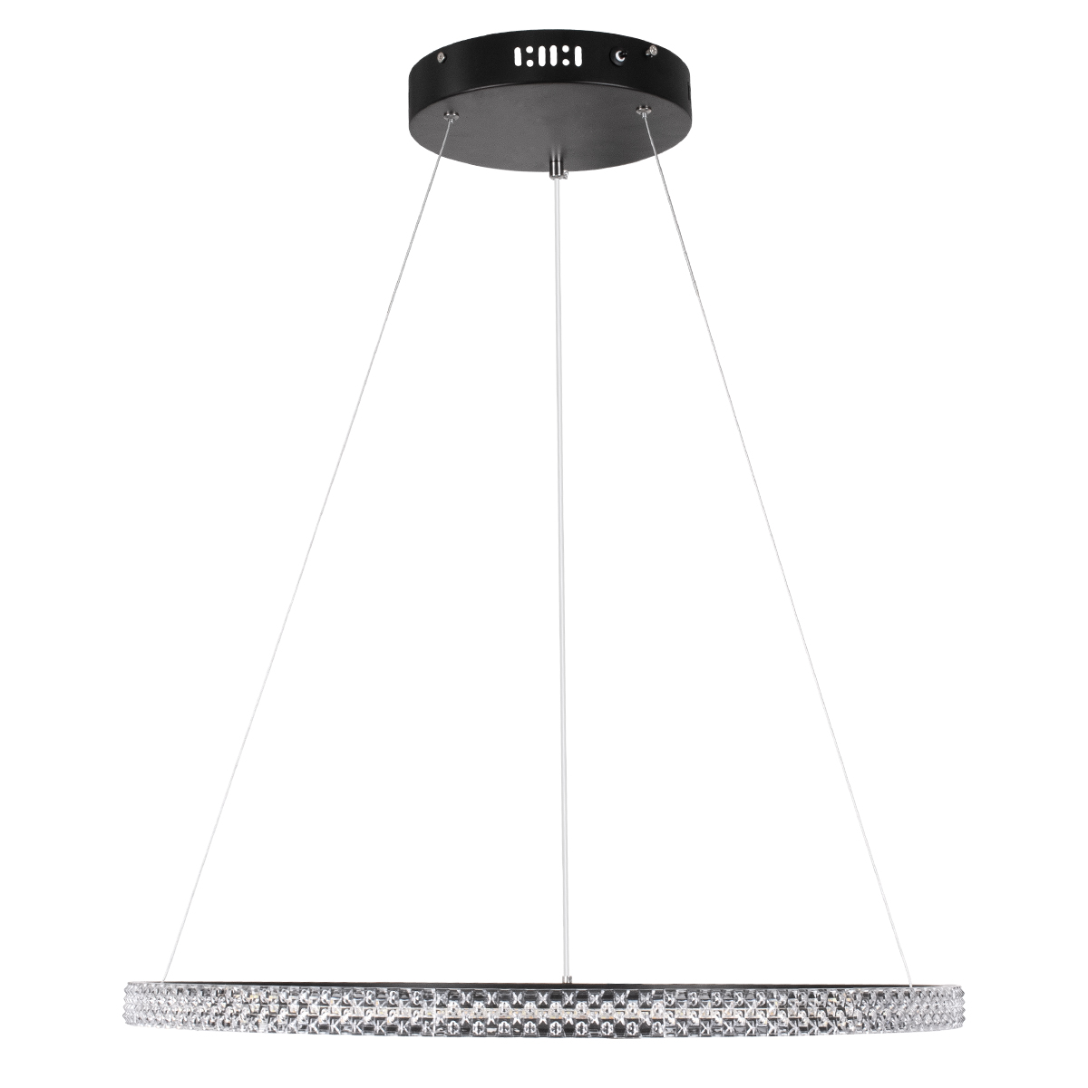 GloboStar® DIAMOND 61130 Κρεμαστό Φωτιστικό Δαχτυλίδι-Κύκλος LED CCT 45W 5230lm 360° AC 220-240V - Εναλλαγή Φωτισμού μέσω Τηλεχειριστηρίου All In One Ψυχρό 6000k+Φυσικό 4500k+Θερμό 2700k Dimmable Φ60cm - Μαύρο - 3 Years Warranty