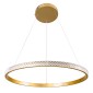 GloboStar® DIAMOND 61131 Κρεμαστό Φωτιστικό Δαχτυλίδι-Κύκλος LED CCT 45W 5230lm 360° AC 220-240V - Εναλλαγή Φωτισμού μέσω Τηλεχειριστηρίου All In One Ψυχρό 6000k+Φυσικό 4500k+Θερμό 2700k Dimmable Φ60cm - Χρυσό Βούρτσας - 3 Years Warranty
