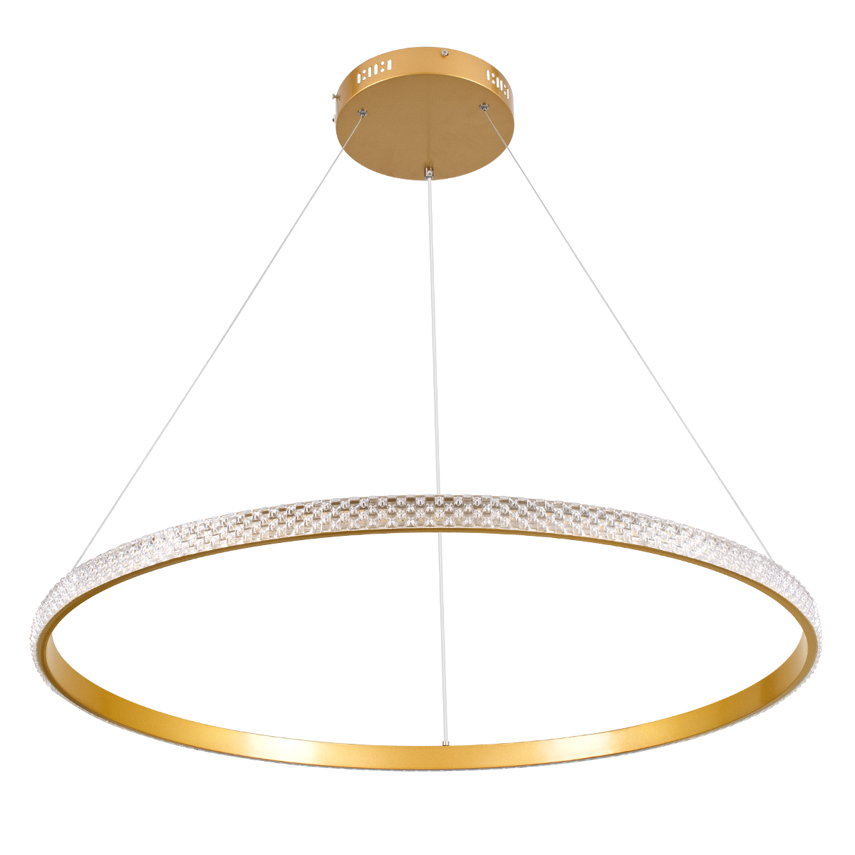GloboStar® DIAMOND 61133 Κρεμαστό Φωτιστικό Δαχτυλίδι-Κύκλος LED CCT 67W 7689lm 360° AC 220-240V - Εναλλαγή Φωτισμού μέσω Τηλεχειριστηρίου All In One Ψυχρό 6000k+Φυσικό 4500k+Θερμό 2700k Dimmable Φ80cm - Χρυσό Βούρτσας - 3 Years Warranty