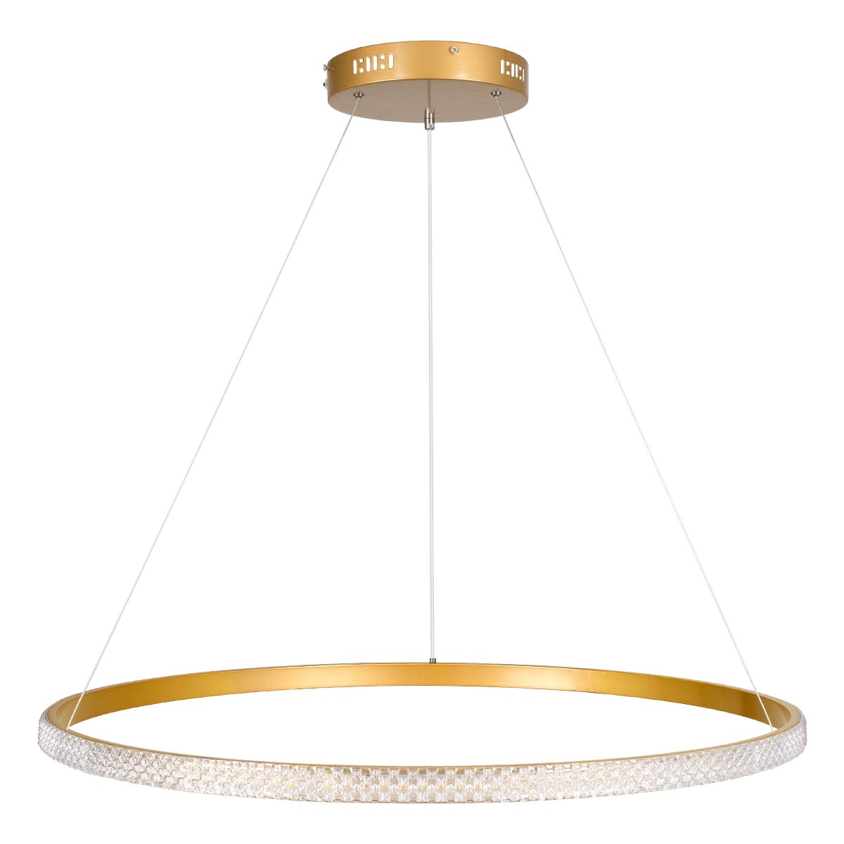 GloboStar® DIAMOND 61133 Κρεμαστό Φωτιστικό Δαχτυλίδι-Κύκλος LED CCT 67W 7689lm 360° AC 220-240V - Εναλλαγή Φωτισμού μέσω Τηλεχειριστηρίου All In One Ψυχρό 6000k+Φυσικό 4500k+Θερμό 2700k Dimmable Φ80cm - Χρυσό Βούρτσας - 3 Years Warranty