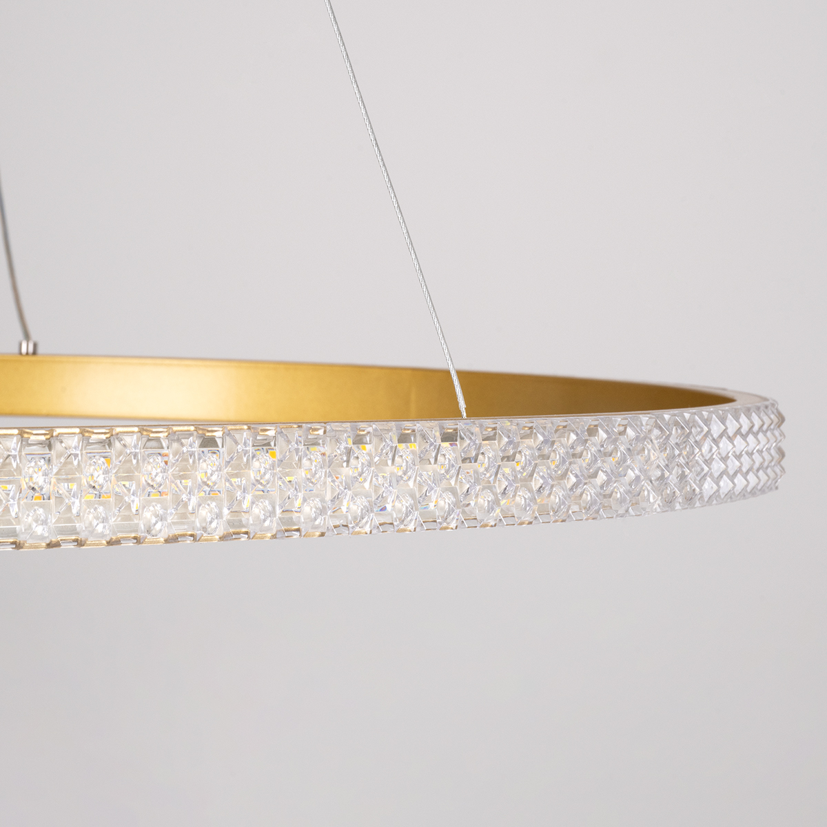 GloboStar® DIAMOND 61133 Κρεμαστό Φωτιστικό Δαχτυλίδι-Κύκλος LED CCT 67W 7689lm 360° AC 220-240V - Εναλλαγή Φωτισμού μέσω Τηλεχειριστηρίου All In One Ψυχρό 6000k+Φυσικό 4500k+Θερμό 2700k Dimmable Φ80cm - Χρυσό Βούρτσας - 3 Years Warranty