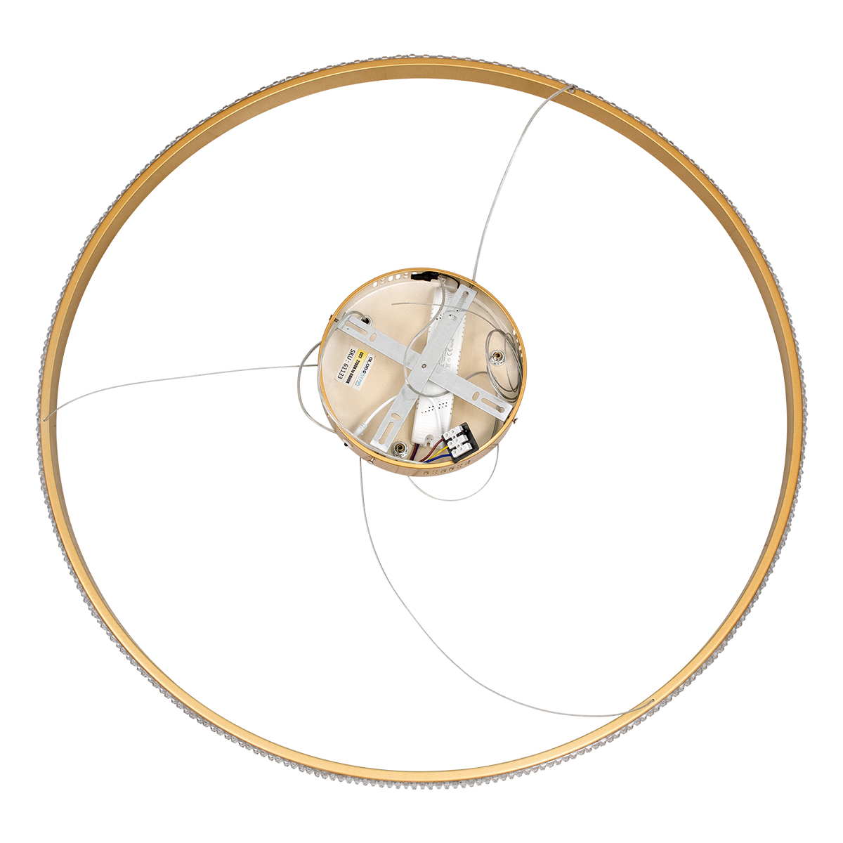 GloboStar® DIAMOND 61133 Κρεμαστό Φωτιστικό Δαχτυλίδι-Κύκλος LED CCT 67W 7689lm 360° AC 220-240V - Εναλλαγή Φωτισμού μέσω Τηλεχειριστηρίου All In One Ψυχρό 6000k+Φυσικό 4500k+Θερμό 2700k Dimmable Φ80cm - Χρυσό Βούρτσας - 3 Years Warranty