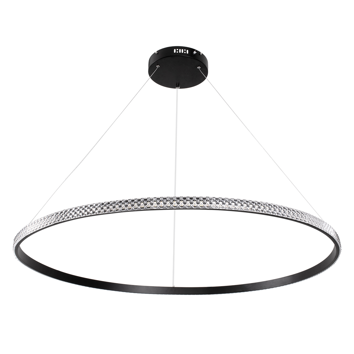 GloboStar® DIAMOND 61134 Κρεμαστό Φωτιστικό Δαχτυλίδι-Κύκλος LED CCT 75W 8743lm 360° AC 220-240V - Εναλλαγή Φωτισμού μέσω Τηλεχειριστηρίου All In One Ψυχρό 6000k+Φυσικό 4500k+Θερμό 2700k Dimmable Φ100cm - Μαύρο - 3 Years Warranty