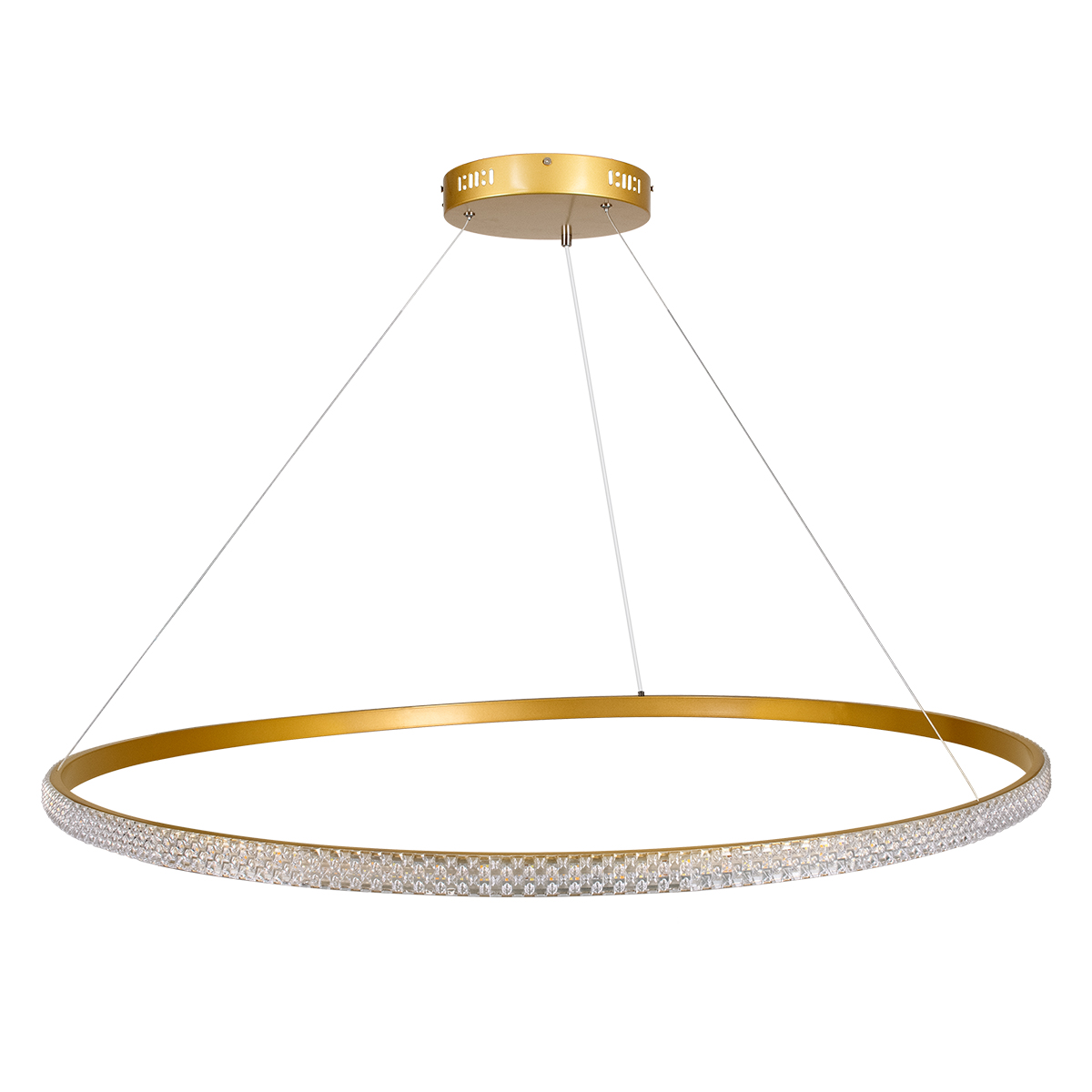 GloboStar® DIAMOND 61135 Κρεμαστό Φωτιστικό Δαχτυλίδι-Κύκλος LED CCT 75W 8743lm 360° AC 220-240V - Εναλλαγή Φωτισμού μέσω Τηλεχειριστηρίου All In One Ψυχρό 6000k+Φυσικό 4500k+Θερμό 2700k Dimmable Φ100cm - Χρυσό Βούρτσας - 3 Years Warranty