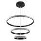 GloboStar® DIAMOND TRIO 61136-DECO Κρεμαστό Φωτιστικό Δαχτυλίδι-Κύκλος LED CCT 100W 12123lm 360° AC 220-240V - Εναλλαγή Φωτισμού μέσω Τηλεχειριστηρίου All In One Ψυχρό 6000k+Φυσικό 4500k+Θερμό 2700k Dimmable Φ25+40+60cm - Μαύρο - 3 Years Warranty