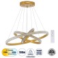 GloboStar® DIAMOND TRIO 61137-DECO Κρεμαστό Φωτιστικό Δαχτυλίδι-Κύκλος LED CCT 100W 12123lm 360° AC 220-240V - Εναλλαγή Φωτισμού μέσω Τηλεχειριστηρίου All In One Ψυχρό 6000k+Φυσικό 4500k+Θερμό 2700k Dimmable Φ25+40+60cm - Χρυσό Βούρτσας - 3 Years Warranty