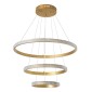GloboStar® DIAMOND TRIO 61137-DECO Κρεμαστό Φωτιστικό Δαχτυλίδι-Κύκλος LED CCT 100W 12123lm 360° AC 220-240V - Εναλλαγή Φωτισμού μέσω Τηλεχειριστηρίου All In One Ψυχρό 6000k+Φυσικό 4500k+Θερμό 2700k Dimmable Φ25+40+60cm - Χρυσό Βούρτσας - 3 Years Warranty