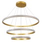 GloboStar® DIAMOND TRIO 61139 Κρεμαστό Φωτιστικό Δαχτυλίδι-Κύκλος LED CCT 120W 14723lm 360° AC 220-240V - Εναλλαγή Φωτισμού μέσω Τηλεχειριστηρίου All In One Ψυχρό 6000k+Φυσικό 4500k+Θερμό 2700k Dimmable Φ40+60+80cm - Χρυσό Βούρτσας - 3 Years Warranty