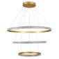 GloboStar® DIAMOND TRIO 61139 Κρεμαστό Φωτιστικό Δαχτυλίδι-Κύκλος LED CCT 120W 14723lm 360° AC 220-240V - Εναλλαγή Φωτισμού μέσω Τηλεχειριστηρίου All In One Ψυχρό 6000k+Φυσικό 4500k+Θερμό 2700k Dimmable Φ40+60+80cm - Χρυσό Βούρτσας - 3 Years Warranty