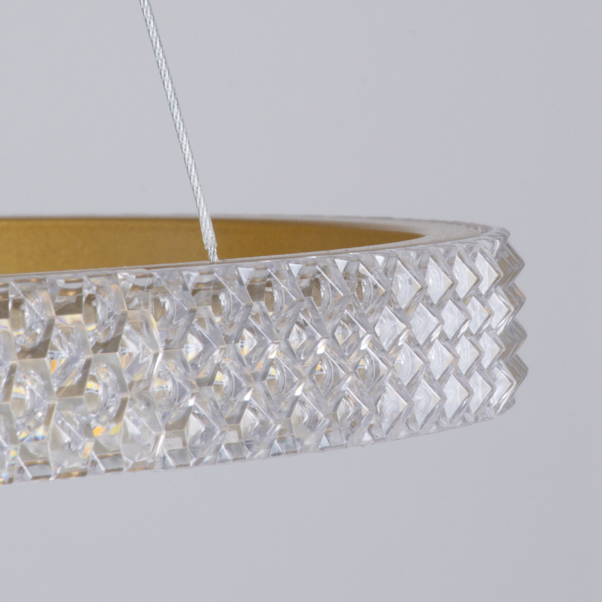 GloboStar® DIAMOND TRIO 61139-DECO Κρεμαστό Φωτιστικό Δαχτυλίδι-Κύκλος LED CCT 120W 14723lm 360° AC 220-240V - Εναλλαγή Φωτισμού μέσω Τηλεχειριστηρίου All In One Ψυχρό 6000k+Φυσικό 4500k+Θερμό 2700k Dimmable Φ40+60+80cm - Χρυσό Βούρτσας - 3 Years Warranty