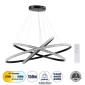 GloboStar® DIAMOND TRIO 61140-DECO Κρεμαστό Φωτιστικό Δαχτυλίδι-Κύκλος LED CCT 150W 18379lm 360° AC 220-240V - Εναλλαγή Φωτισμού μέσω Τηλεχειριστηρίου All In One Ψυχρό 6000k+Φυσικό 4500k+Θερμό 2700k Dimmable Φ60+80+100cm - Μαύρο - 3 Years Warranty