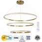 GloboStar® DIAMOND TRIO 61141 Κρεμαστό Φωτιστικό Δαχτυλίδι-Κύκλος LED CCT 150W 18379lm 360° AC 220-240V - Εναλλαγή Φωτισμού μέσω Τηλεχειριστηρίου All In One Ψυχρό 6000k+Φυσικό 4500k+Θερμό 2700k Dimmable Φ60+80+100cm - Χρυσό Βούρτσας - 3 Years Warranty