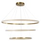 GloboStar® DIAMOND TRIO 61141 Κρεμαστό Φωτιστικό Δαχτυλίδι-Κύκλος LED CCT 150W 18379lm 360° AC 220-240V - Εναλλαγή Φωτισμού μέσω Τηλεχειριστηρίου All In One Ψυχρό 6000k+Φυσικό 4500k+Θερμό 2700k Dimmable Φ60+80+100cm - Χρυσό Βούρτσας - 3 Years Warranty