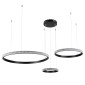 GloboStar® DIAMOND TRIO 61142 Κρεμαστό Φωτιστικό Δαχτυλίδι-Κύκλος LED CCT 100W 12123lm 360° AC 220-240V - Εναλλαγή Φωτισμού μέσω Τηλεχειριστηρίου All In One Ψυχρό 6000k+Φυσικό 4500k+Θερμό 2700k Dimmable Φ25+40+60cm - Μαύρο - 3 Years Warranty