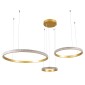 GloboStar® DIAMOND TRIO 61143 Κρεμαστό Φωτιστικό Δαχτυλίδι-Κύκλος LED CCT 100W 12123lm 360° AC 220-240V - Εναλλαγή Φωτισμού μέσω Τηλεχειριστηρίου All In One Ψυχρό 6000k+Φυσικό 4500k+Θερμό 2700k Dimmable Φ25+40+60cm - Χρυσό Βούρτσας - 3 Years Warranty