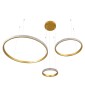 GloboStar® DIAMOND TRIO 61143 Κρεμαστό Φωτιστικό Δαχτυλίδι-Κύκλος LED CCT 100W 12123lm 360° AC 220-240V - Εναλλαγή Φωτισμού μέσω Τηλεχειριστηρίου All In One Ψυχρό 6000k+Φυσικό 4500k+Θερμό 2700k Dimmable Φ25+40+60cm - Χρυσό Βούρτσας - 3 Years Warranty